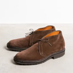 Alden dark brown suede chukka on rubber sole