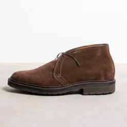 Alden dark brown suede chukka on rubber sole