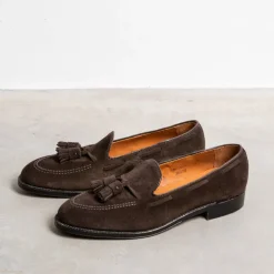 Alden Dark Chocolate suede tassel loafer