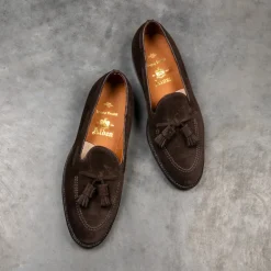 Alden Dark Chocolate suede tassel loafer