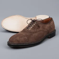 Alden medallion toe 5 eye oxford humus suede