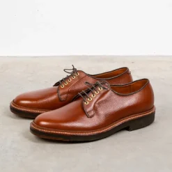 Alden plain toe blucher dark brown grained leather on crepe