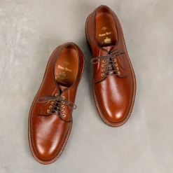 Alden plain toe blucher dark brown grained leather on crepe