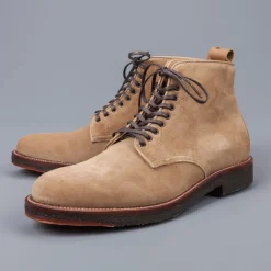 Alden Tan suede plain toe boot on crepe