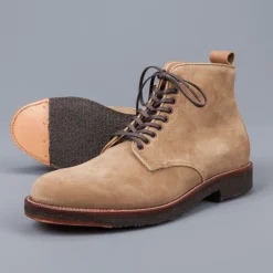 Alden Tan suede plain toe boot on crepe