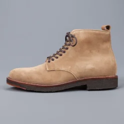 Alden Tan suede plain toe boot on crepe