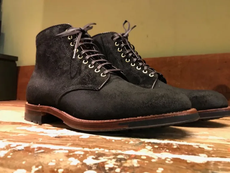 Alden x Frans Boone 379x boots in waxed earth reverse chamois
