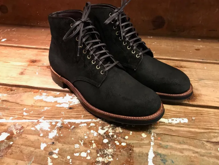 Alden x Frans Boone 379x boots in waxed earth reverse chamois