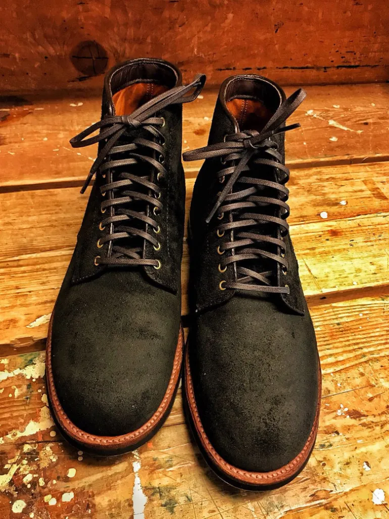 Alden x Frans Boone 379x boots in waxed earth reverse chamois