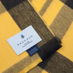 Alex Begg Vale Lambswool Scarf Stadium Khaki & Yellow