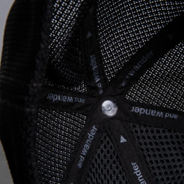 And Wander Back Mesh Cap Black