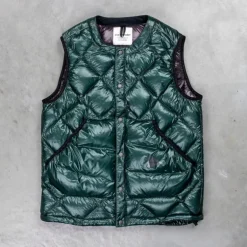 And Wander Diamond Stitch Down Vest Green