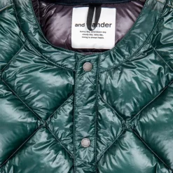 And Wander Diamond Stitch Down Vest Green