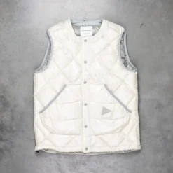 And Wander Diamond Stitch Down Vest Off White