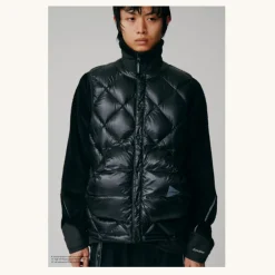 And Wander Diamond Stitch down vest black