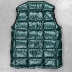 And Wander Diamond Stitch Down Vest Green