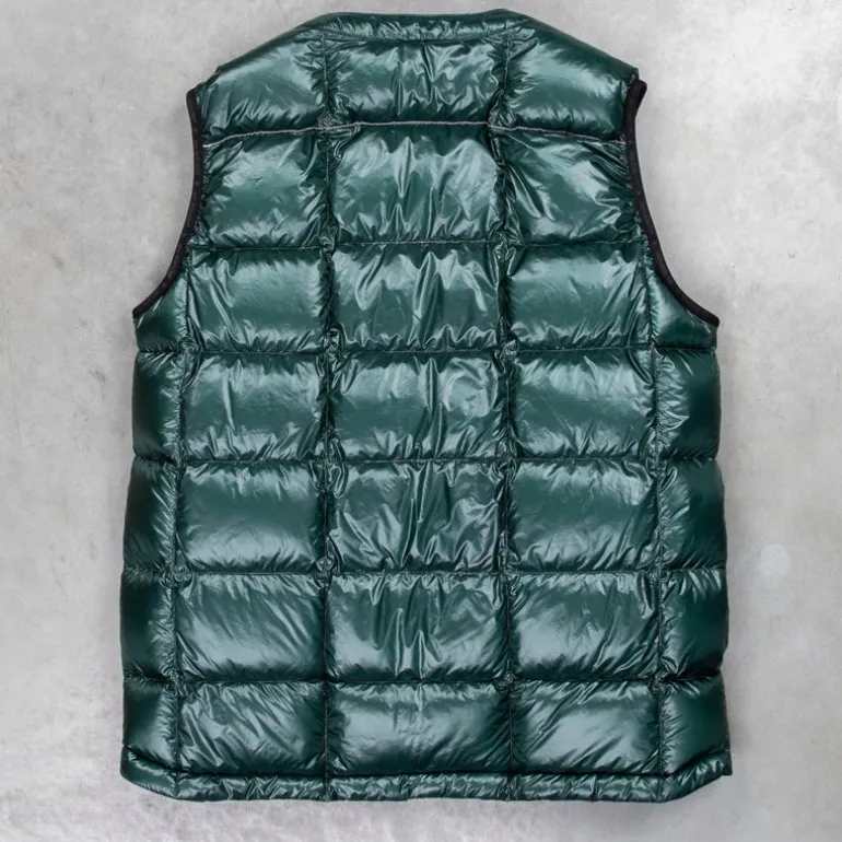 And Wander Diamond Stitch Down Vest Green
