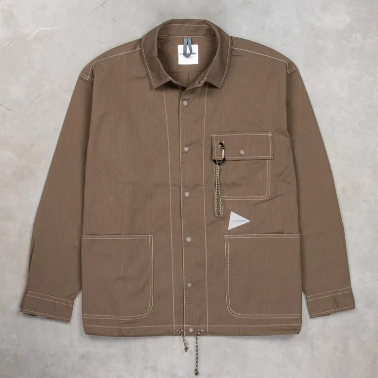 And Wander Dry Rip Shirt Jacket Khaki