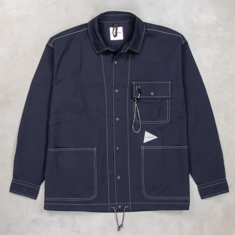 And Wander Dry Rip Shirt Jacket Navy