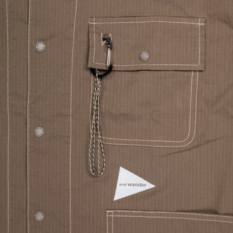And Wander Dry Rip Shirt Jacket Khaki