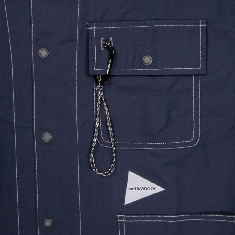 And Wander Dry Rip Shirt Jacket Navy