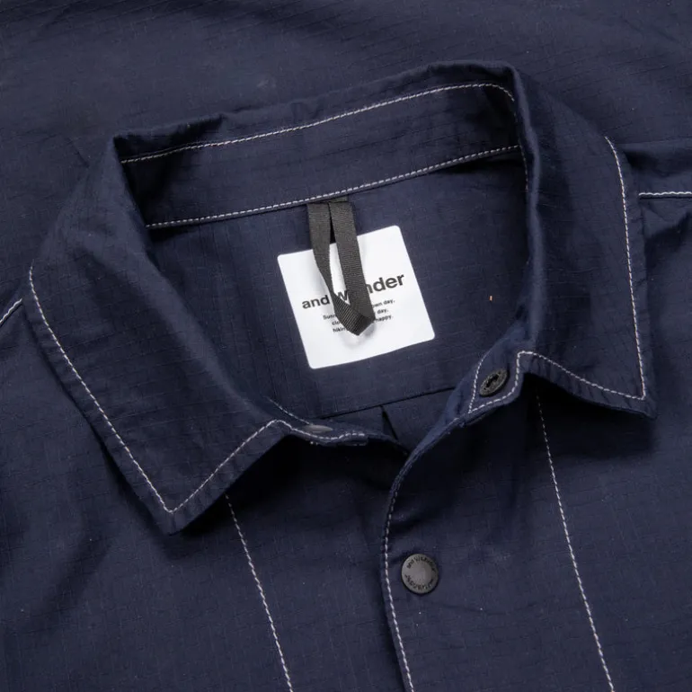 And Wander Dry Rip Shirt Jacket Navy