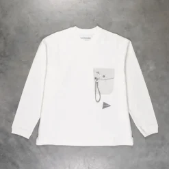 And Wander Heavy Cotton Pocket LS T-Shirt White