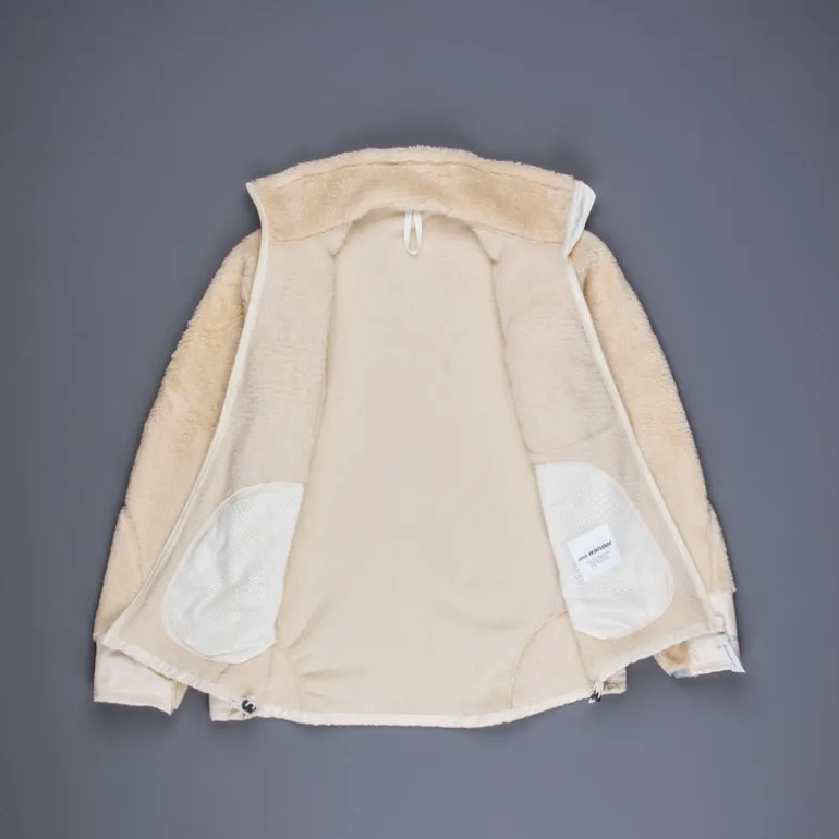 And Wander High Loft Fleece Jacket Off White