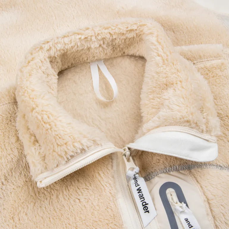 And Wander High Loft Fleece Jacket Off White