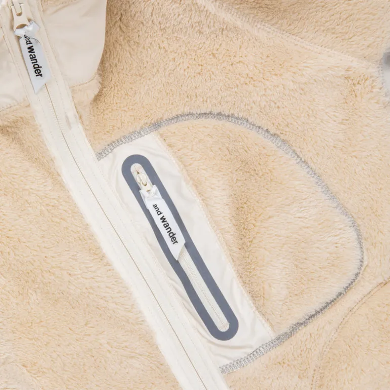 And Wander High Loft Fleece Jacket Off White