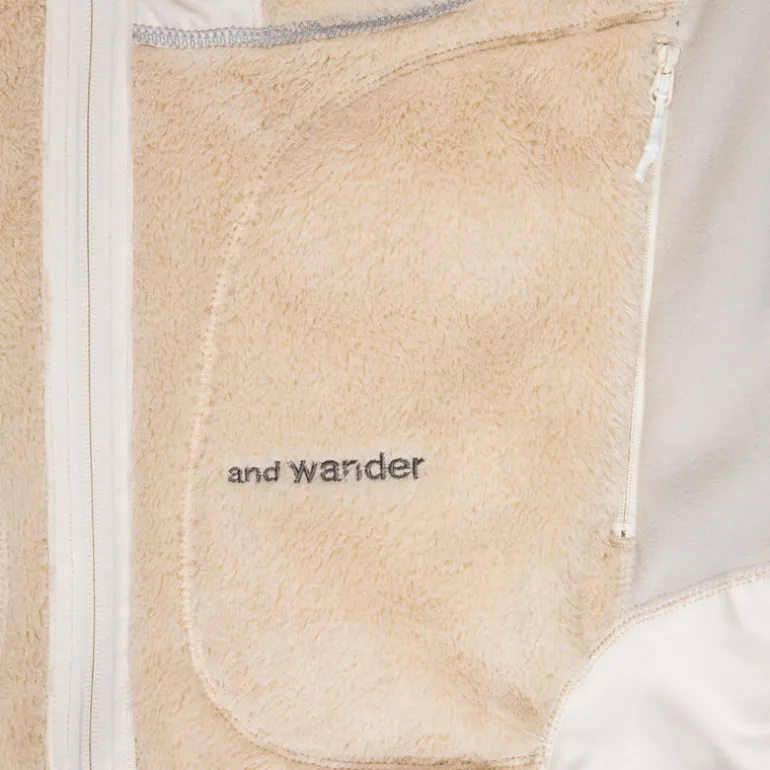 And Wander High Loft Fleece Jacket Off White