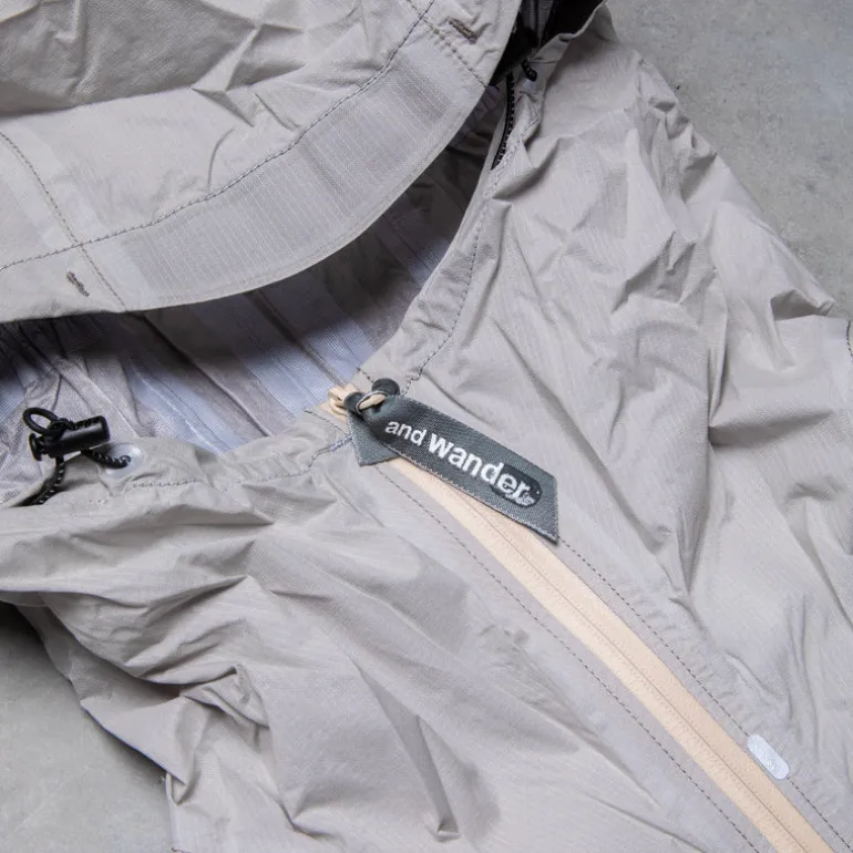 And Wander 3L UL Rain Jacket Light Gray