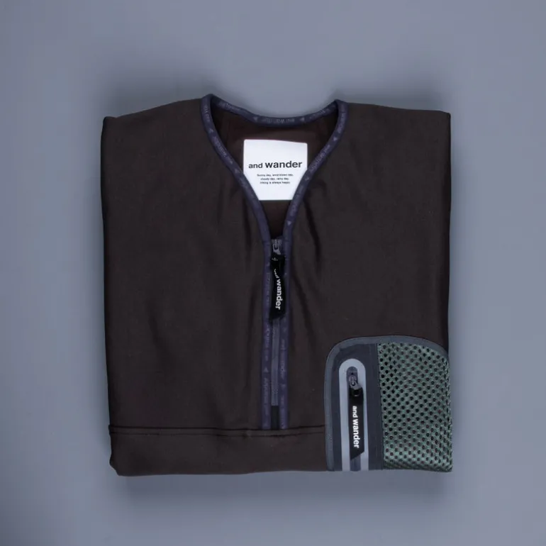 And Wander light fleece pullover charcoal