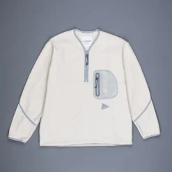 And Wander light fleece pullover off white