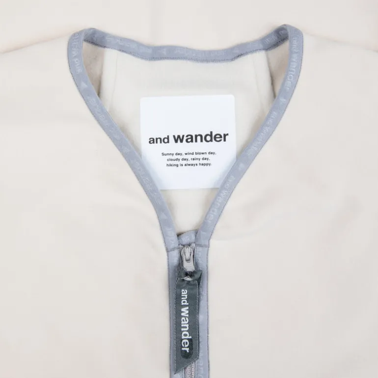 And Wander light fleece pullover off white