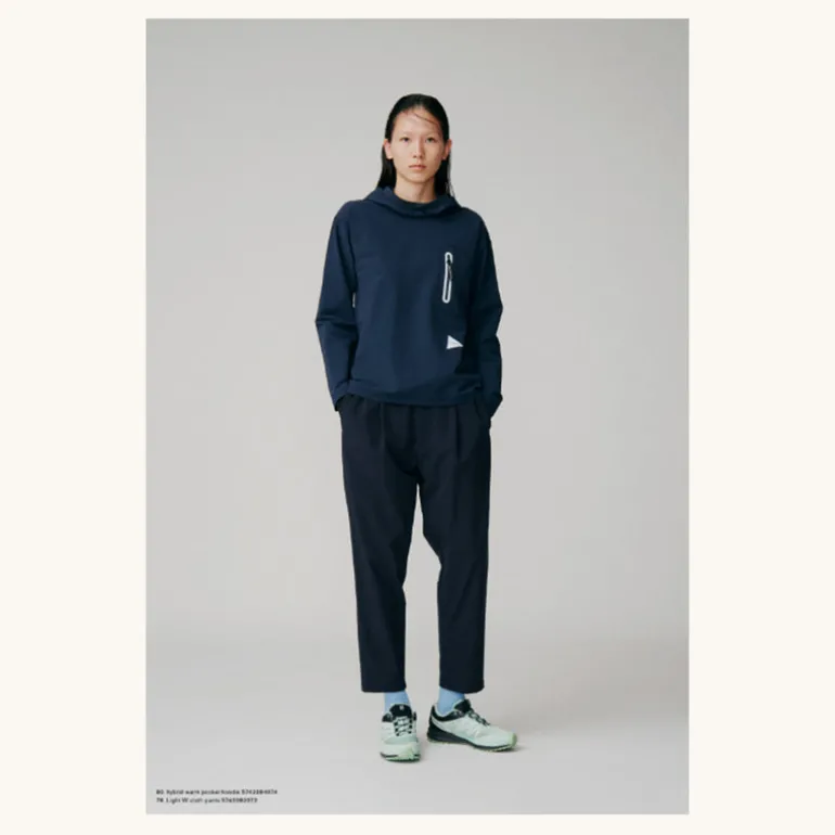 And Wander Light W Cloth Pants Navy