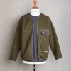 And Wander Wool Fleece Cardigan Khaki