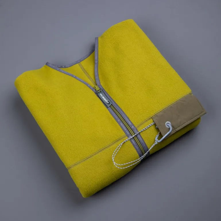 And Wander Wool Fleece Cardigan Yellow Green