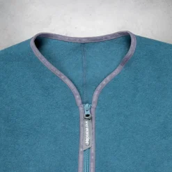 And Wander Wool Fleece Cardigan Blue Gray