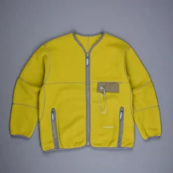 And Wander Wool Fleece Cardigan Yellow Green