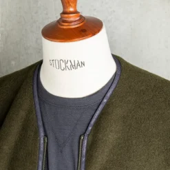 And Wander Wool Fleece Cardigan Khaki