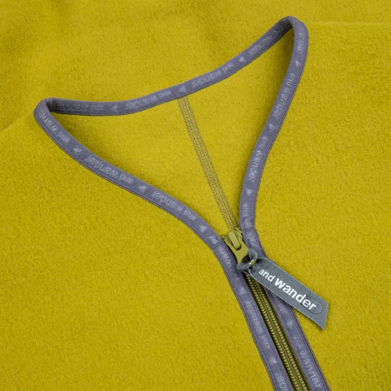 And Wander Wool Fleece Cardigan Yellow Green