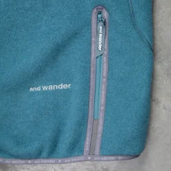 And Wander Wool Fleece Cardigan Blue Gray