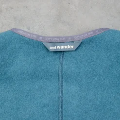 And Wander Wool Fleece Cardigan Blue Gray