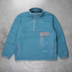 And Wander Wool Fleece Pullover Blue Gray
