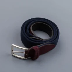 Anderson's x Frans Boone woven belt Navy - Burgundy suede