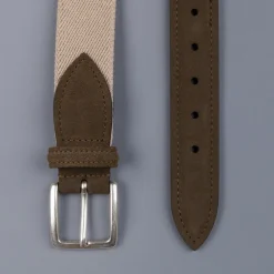 Anderson's x Frans Boone Woven Belt Tan - Olive Suede