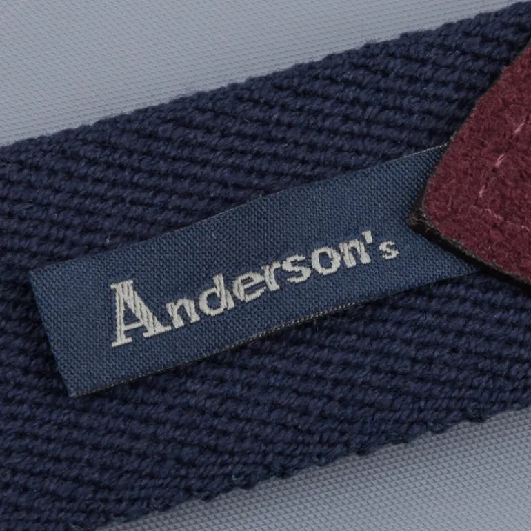 Anderson's x Frans Boone woven belt Navy - Burgundy suede
