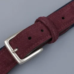 Anderson's x Frans Boone woven belt Navy - Burgundy suede