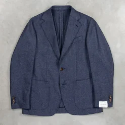 Caruso Butterfly Jacket Wool Cashmere Italian Tweed Blu